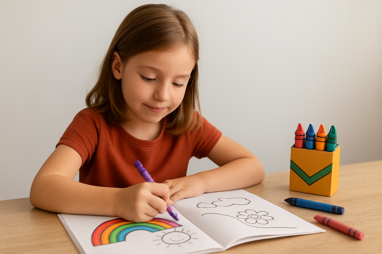 Wonderful World of Coloring Girl coloring her coloring book